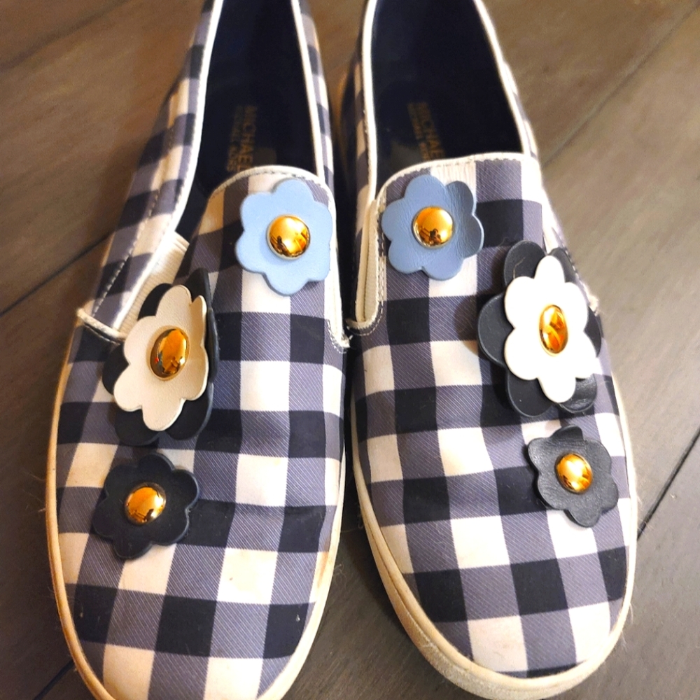 Michael Kors Blue/White Floral Ginham Shoes 6.5W